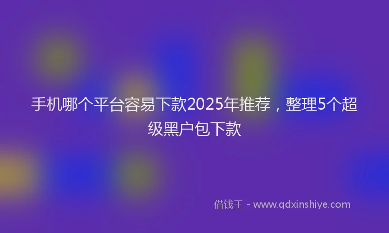 手机哪个平台容易下款2025年推荐，整理5个超级黑户包下款