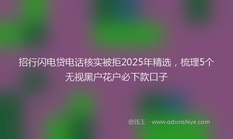 招行闪电贷电话核实被拒2025年精选，梳理5个无视黑户花户必下款口子