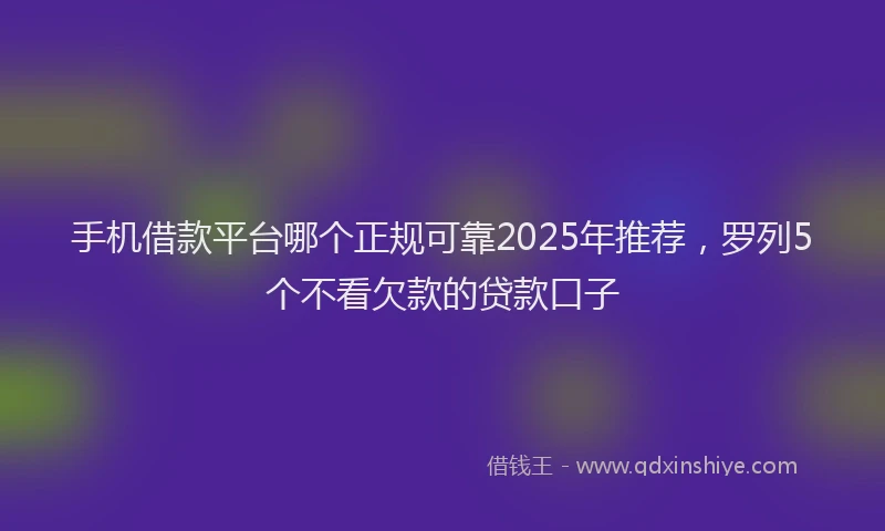 手机借款平台哪个正规可靠2025年推荐，罗列5个不看欠款的贷款口子