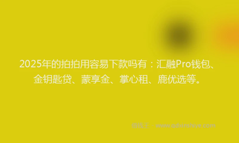 2025年的拍拍用容易下款吗有：汇融Pro钱包、金钥匙贷、蒙享金、掌心租、鹿优选等。