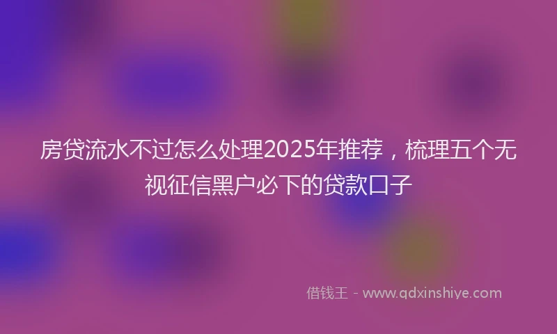 房贷流水不过怎么处理2025年推荐，梳理五个无视征信黑户必下的贷款口子