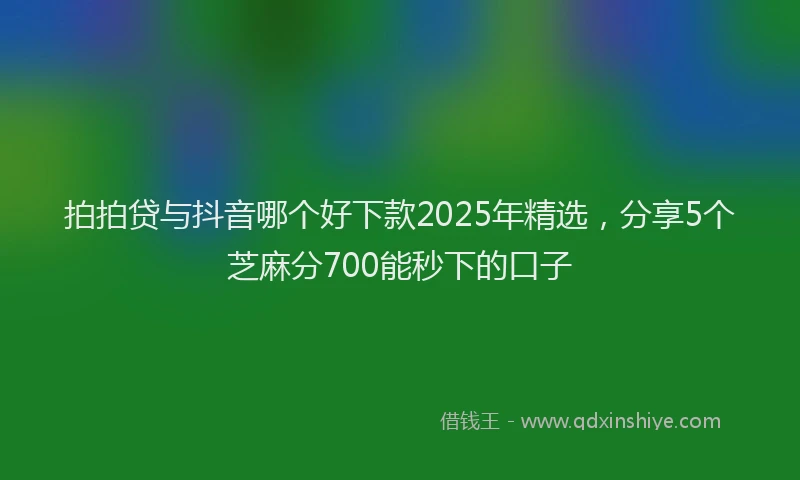 拍拍贷与抖音哪个好下款2025年精选，分享5个芝麻分700能秒下的口子