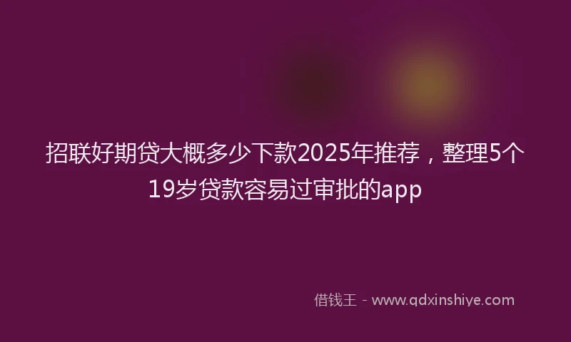 招联好期贷大概多少下款2025年推荐，整理5个19岁贷款容易过审批的app
