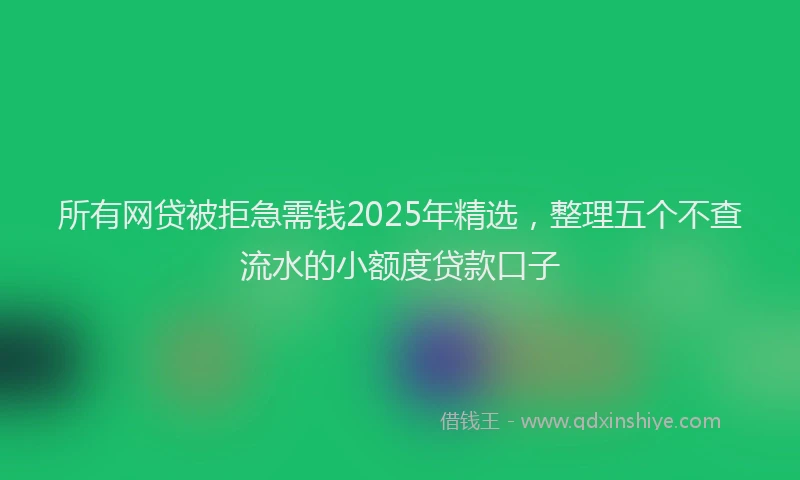 所有网贷被拒急需钱2025年精选，整理五个不查流水的小额度贷款口子