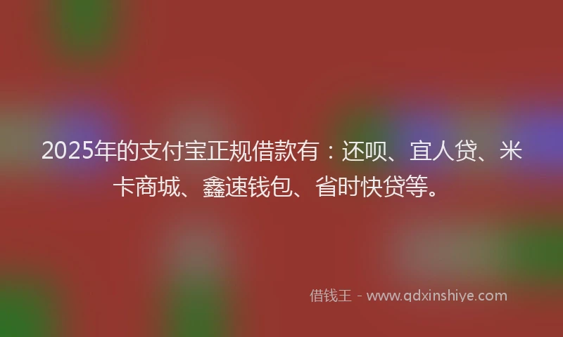 2025年的支付宝正规借款有：还呗、宜人贷、米卡商城、鑫速钱包、省时快贷等。