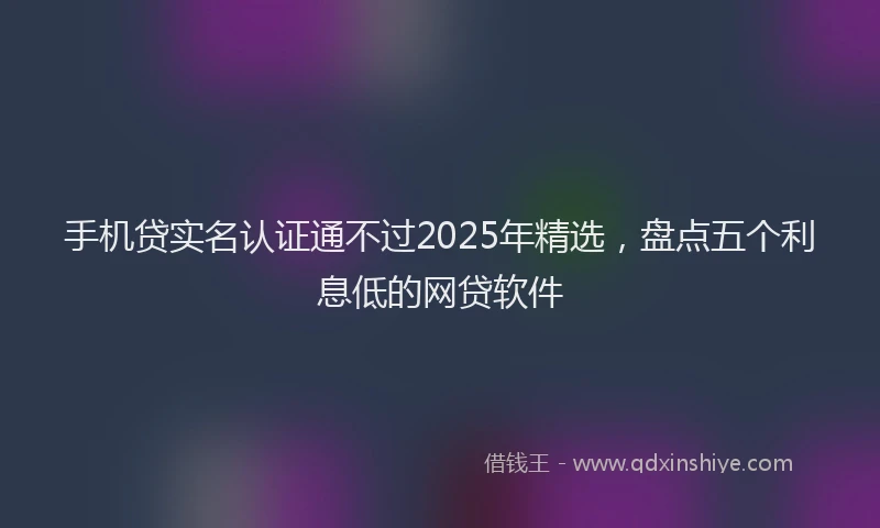 手机贷实名认证通不过2025年精选，盘点五个利息低的网贷软件