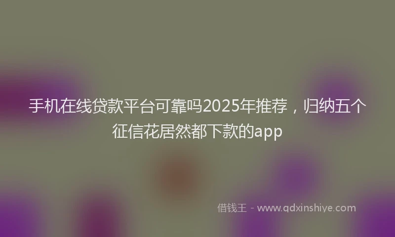 手机在线贷款平台可靠吗2025年推荐，归纳五个征信花居然都下款的app