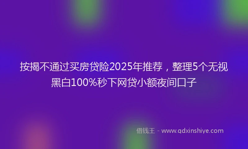按揭不通过买房贷险2025年推荐,整理5个无视黑白100%秒下网贷小额夜间口子