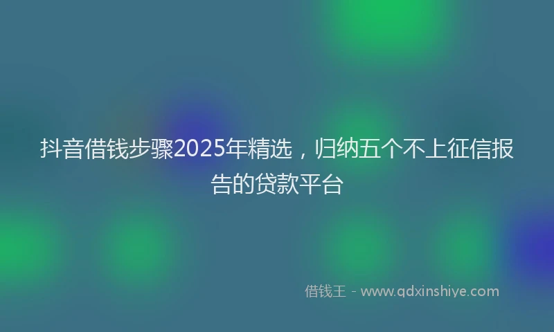 抖音借钱步骤2025年精选，归纳五个不上征信报告的贷款平台
