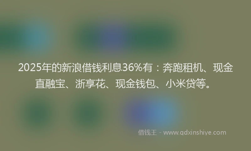 2025年的新浪借钱利息36%有：奔跑租机、现金直融宝、浙享花、现金钱包、小米贷等。