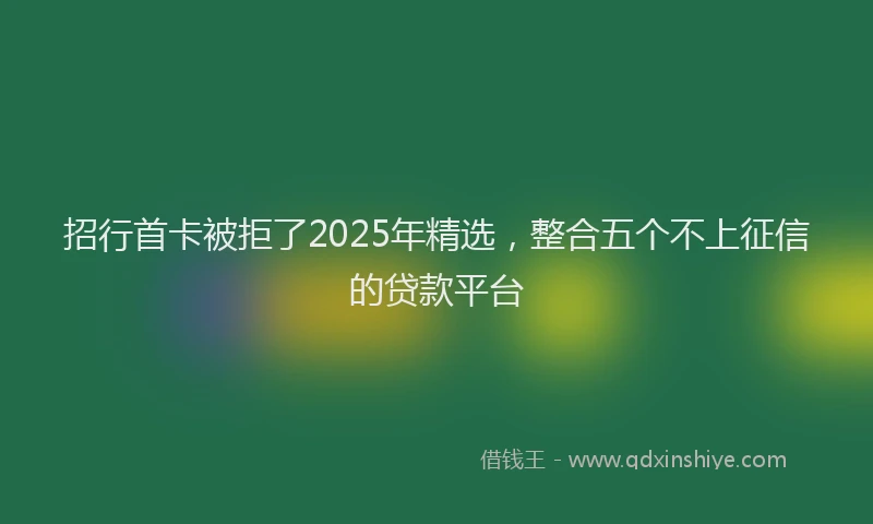 招行首卡被拒了2025年精选,整合五个不上征信的贷款平台