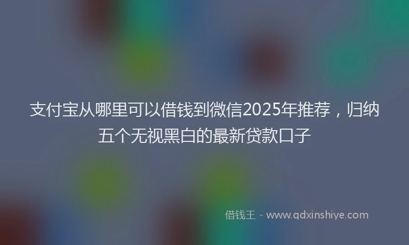 支付宝从哪里可以借钱到微信2025年推荐，归纳五个无视黑白的最新贷款口子