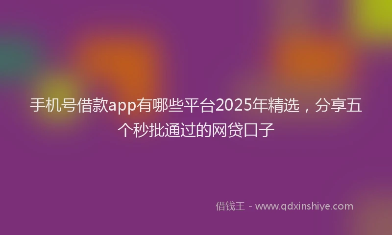 手机号借款app有哪些平台2025年精选，分享五个秒批通过的网贷口子