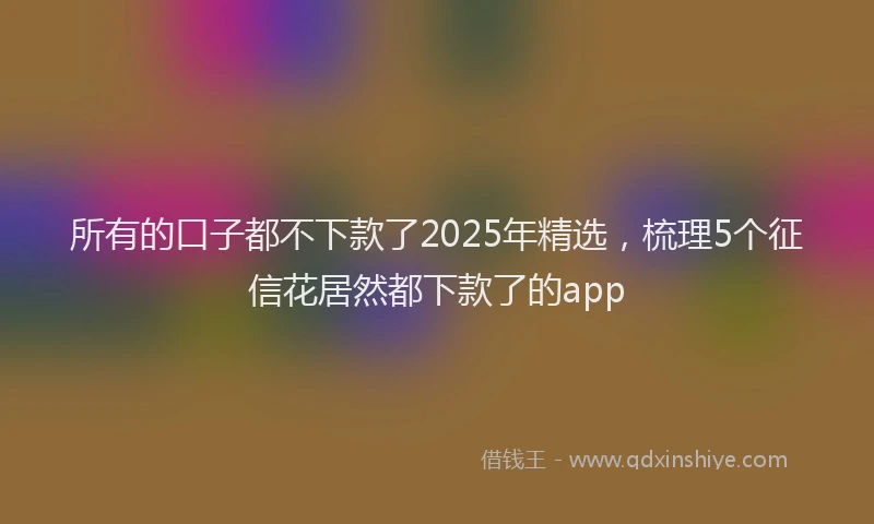 所有的口子都不下款了2025年精选，梳理5个征信花居然都下款了的app
