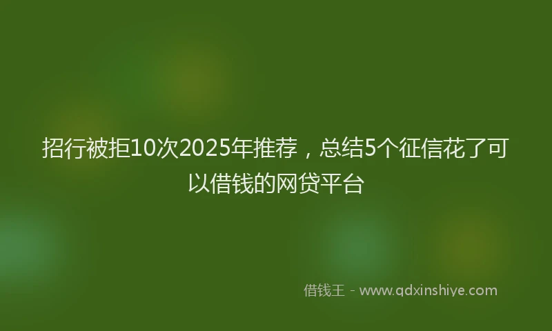 招行被拒10次2025年推荐，总结5个征信花了可以借钱的网贷平台