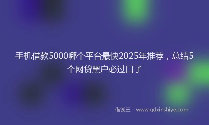 手机借款5000哪个平台最快2025年推荐，总结5个网贷黑户必过口子