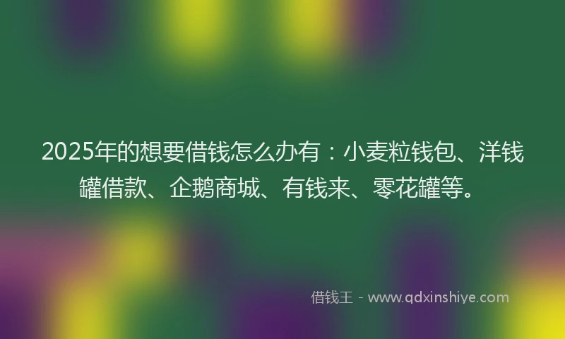 2025年的想要借钱怎么办有：小麦粒钱包、洋钱罐借款、企鹅商城、有钱来、零花罐等。