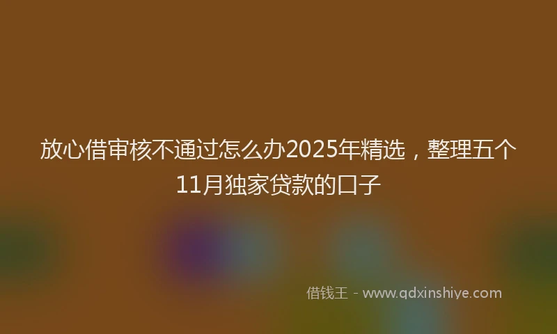 放心借审核不通过怎么办2025年精选，整理五个11月独家贷款的口子