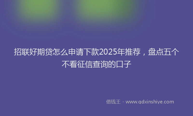 招联好期贷怎么申请下款2025年推荐，盘点五个不看征信查询的口子