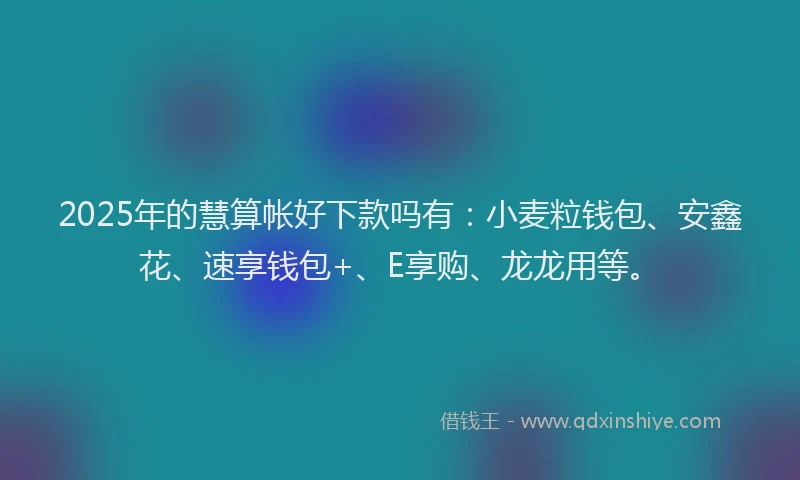 2025年的慧算帐好下款吗有：小麦粒钱包、安鑫花、速享钱包+、E享购、龙龙用等。
