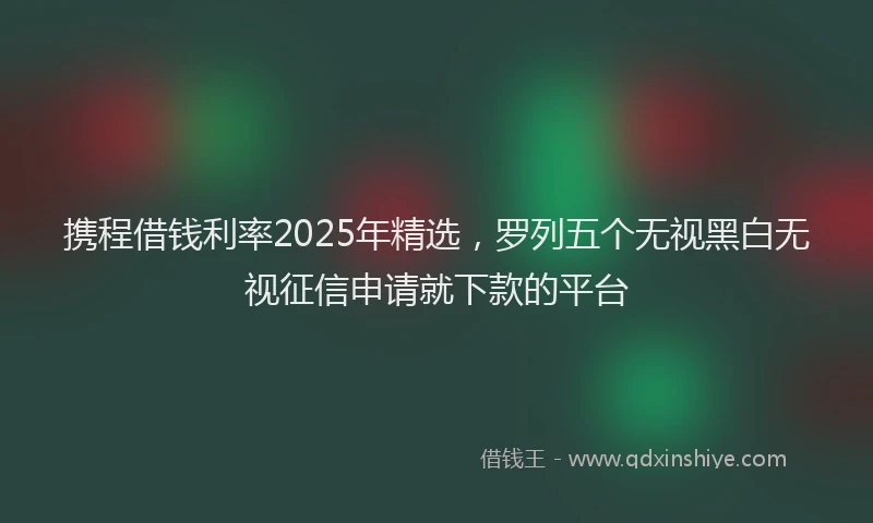 携程借钱利率2025年精选，罗列五个无视黑白无视征信申请就下款的平台