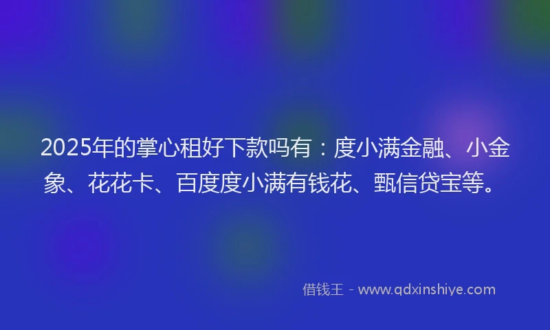 2025年的掌心租好下款吗有：度小满金融、小金象、花花卡、百度度小满有钱花、甄信贷宝等。
