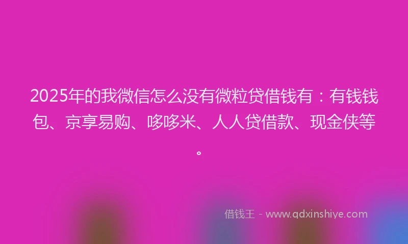 2025年的我微信怎么没有微粒贷借钱有：有钱钱包、京享易购、哆哆米、人人贷借款、现金侠等。