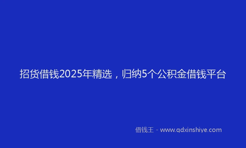 招货借钱2025年精选，归纳5个公积金借钱平台