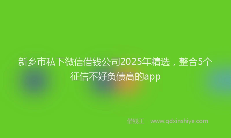 新乡市私下微信借钱公司2025年精选，整合5个征信不好负债高的app