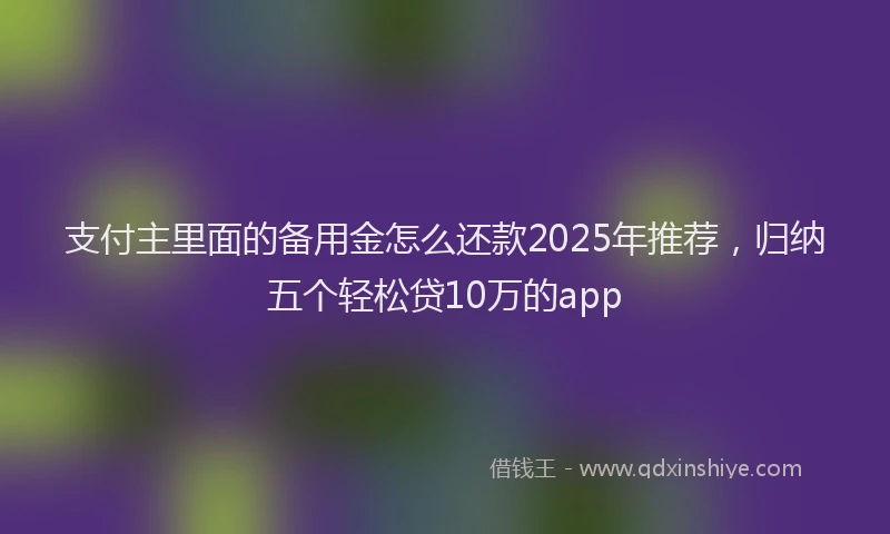 支付主里面的备用金怎么还款2025年推荐，归纳五个轻松贷10万的app