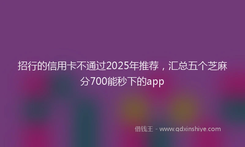 招行的信用卡不通过2025年推荐，汇总五个芝麻分700能秒下的app