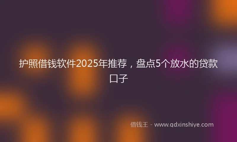 护照借钱软件2025年推荐，盘点5个放水的贷款口子