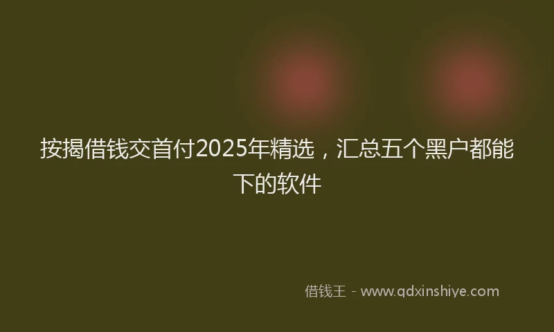 按揭借钱交首付2025年精选，汇总五个黑户都能下的软件