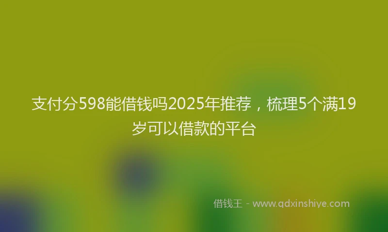 支付分598能借钱吗2025年推荐，梳理5个满19岁可以借款的平台