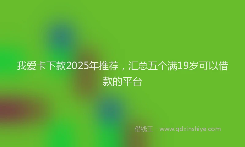 我爱卡下款2025年推荐，汇总五个满19岁可以借款的平台