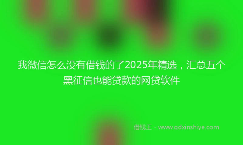 我微信怎么没有借钱的了2025年精选，汇总五个黑征信也能贷款的网贷软件
