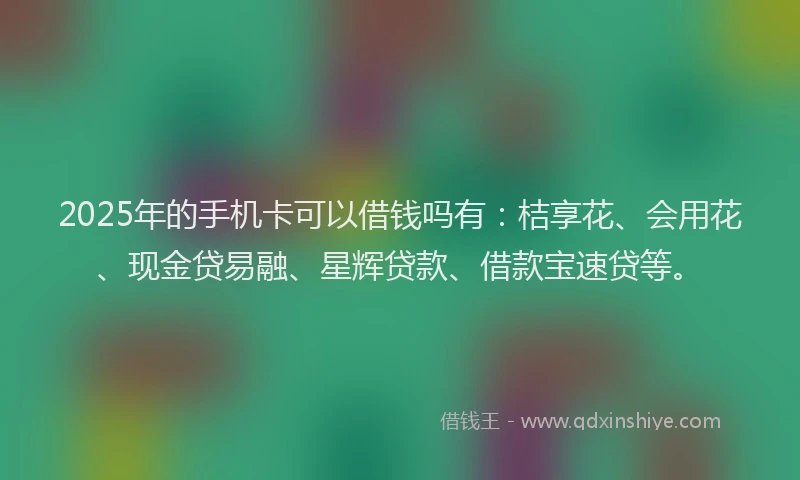 2025年的手机卡可以借钱吗有：桔享花、会用花、现金贷易融、星辉贷款、借款宝速贷等。