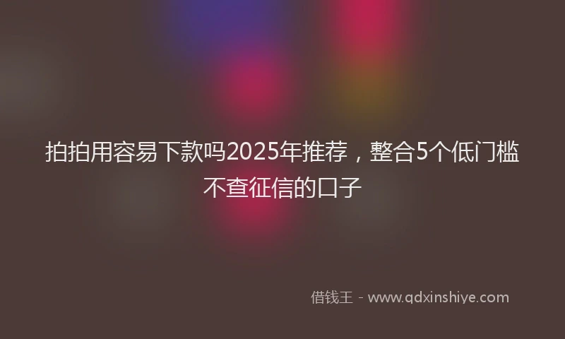 拍拍用容易下款吗2025年推荐，整合5个低门槛不查征信的口子