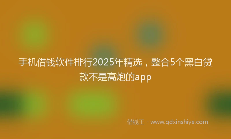 手机借钱软件排行2025年精选，整合5个黑白贷款不是高炮的app