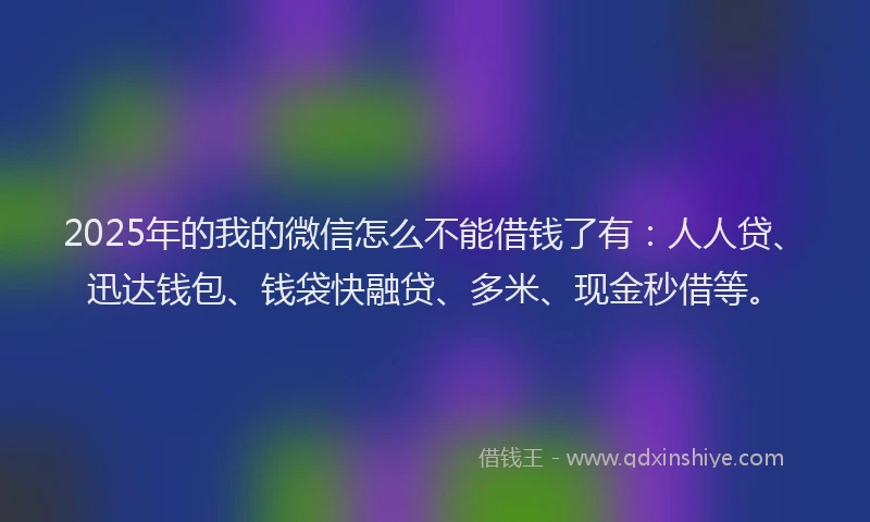 2025年的我的微信怎么不能借钱了有：人人贷、迅达钱包、钱袋快融贷、多米、现金秒借等。