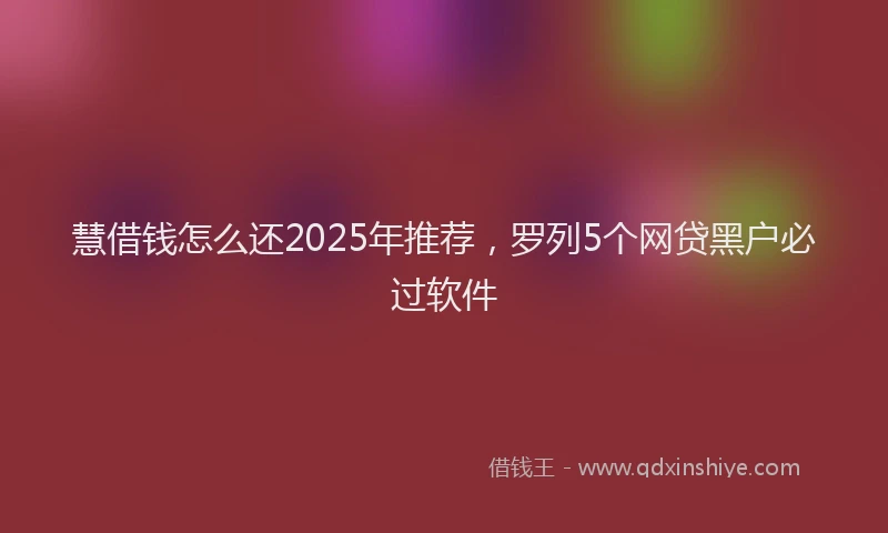 慧借钱怎么还2025年推荐，罗列5个网贷黑户必过软件