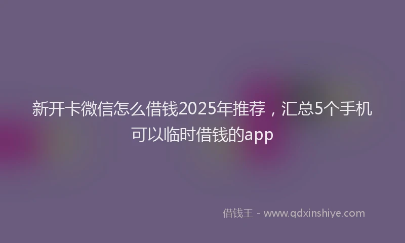 新开卡微信怎么借钱2025年推荐，汇总5个手机可以临时借钱的app