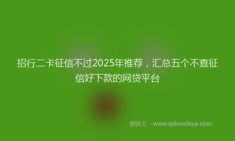 招行二卡征信不过2025年推荐，汇总五个不查征信好下款的网贷平台