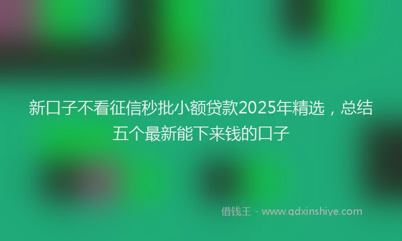 新口子不看征信秒批小额贷款2025年精选，总结五个最新能下来钱的口子