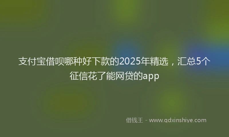 支付宝借呗哪种好下款的2025年精选，汇总5个征信花了能网贷的app