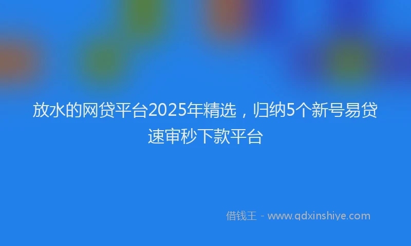 放水的网贷平台2025年精选，归纳5个新号易贷速审秒下款平台