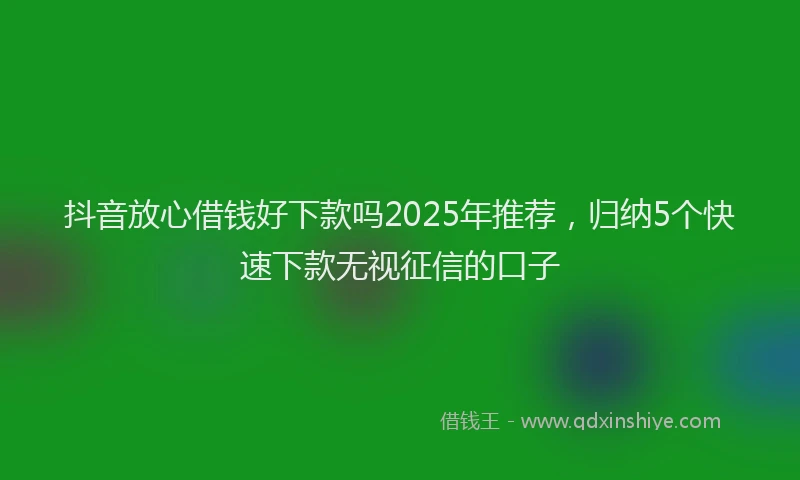 抖音放心借钱好下款吗2025年推荐，归纳5个快速下款无视征信的口子