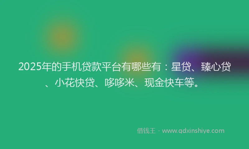 2025年的手机贷款平台有哪些有：星贷、臻心贷、小花快贷、哆哆米、现金快车等。