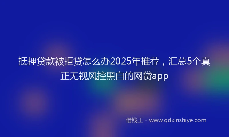 抵押贷款被拒贷怎么办2025年推荐，汇总5个真正无视风控黑白的网贷app