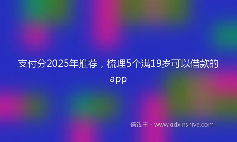 支付分2025年推荐，梳理5个满19岁可以借款的app